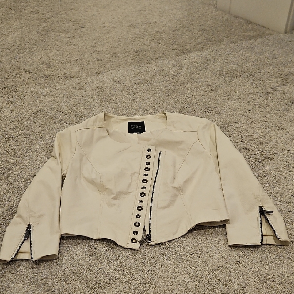 BEBE 100% Leather cropped jacket